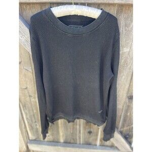 Kimes Ranch Waffle Knit Pullover Women’s Size XL Black Distressed Look